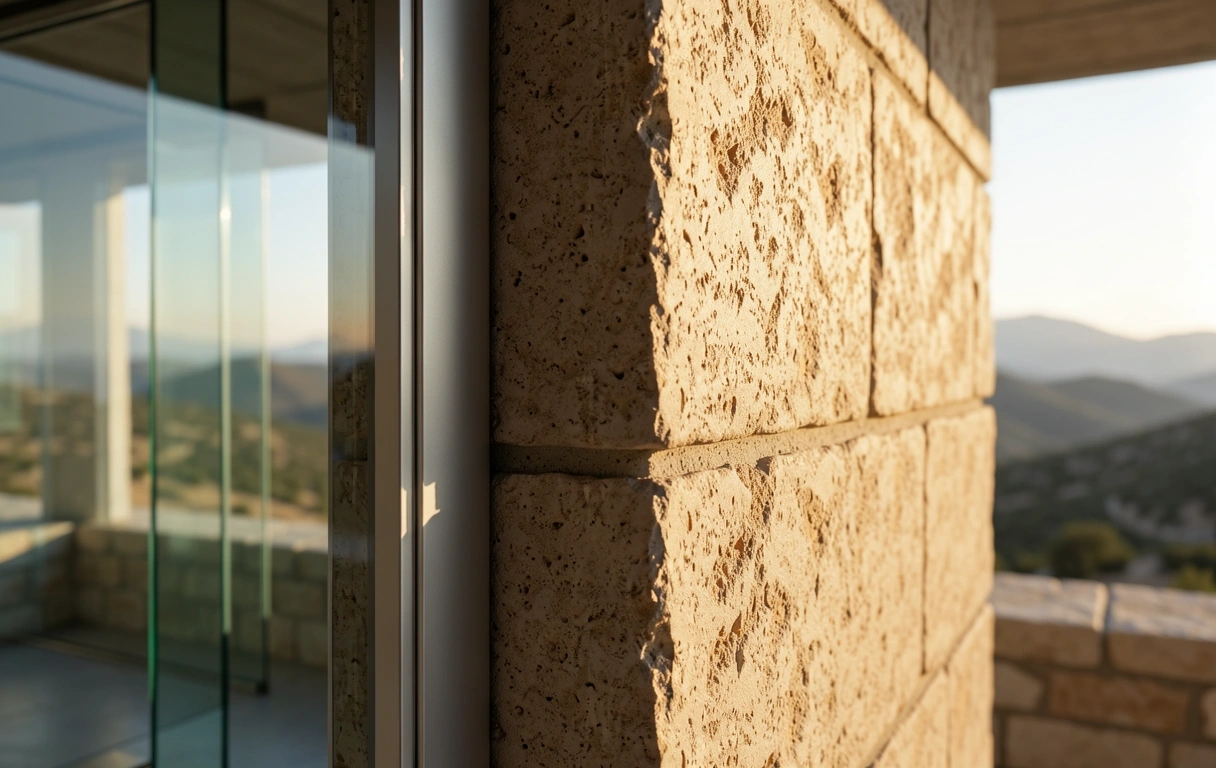 Natural stone texture conveying quality and endurance